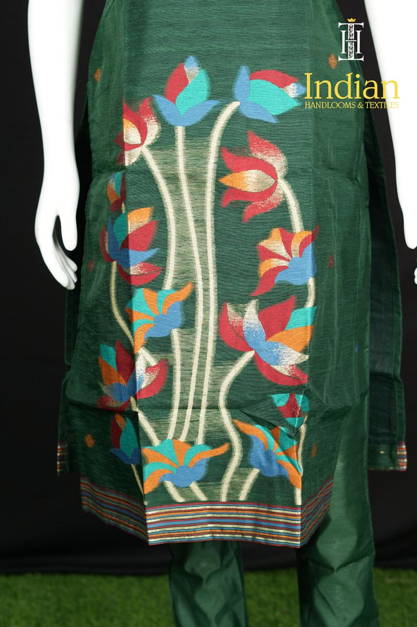 Premium Jamdhani Set-Dark Green