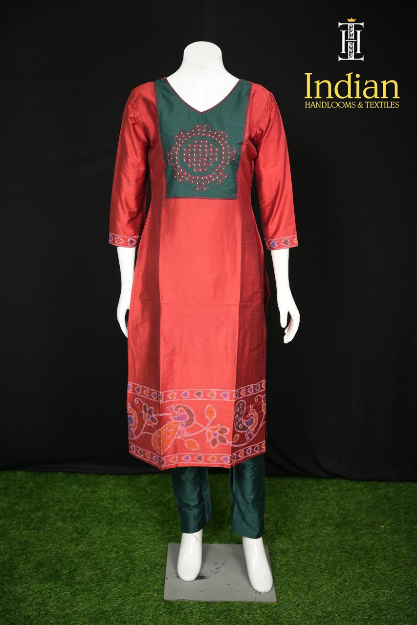 Designer Raw Silk Set-Red