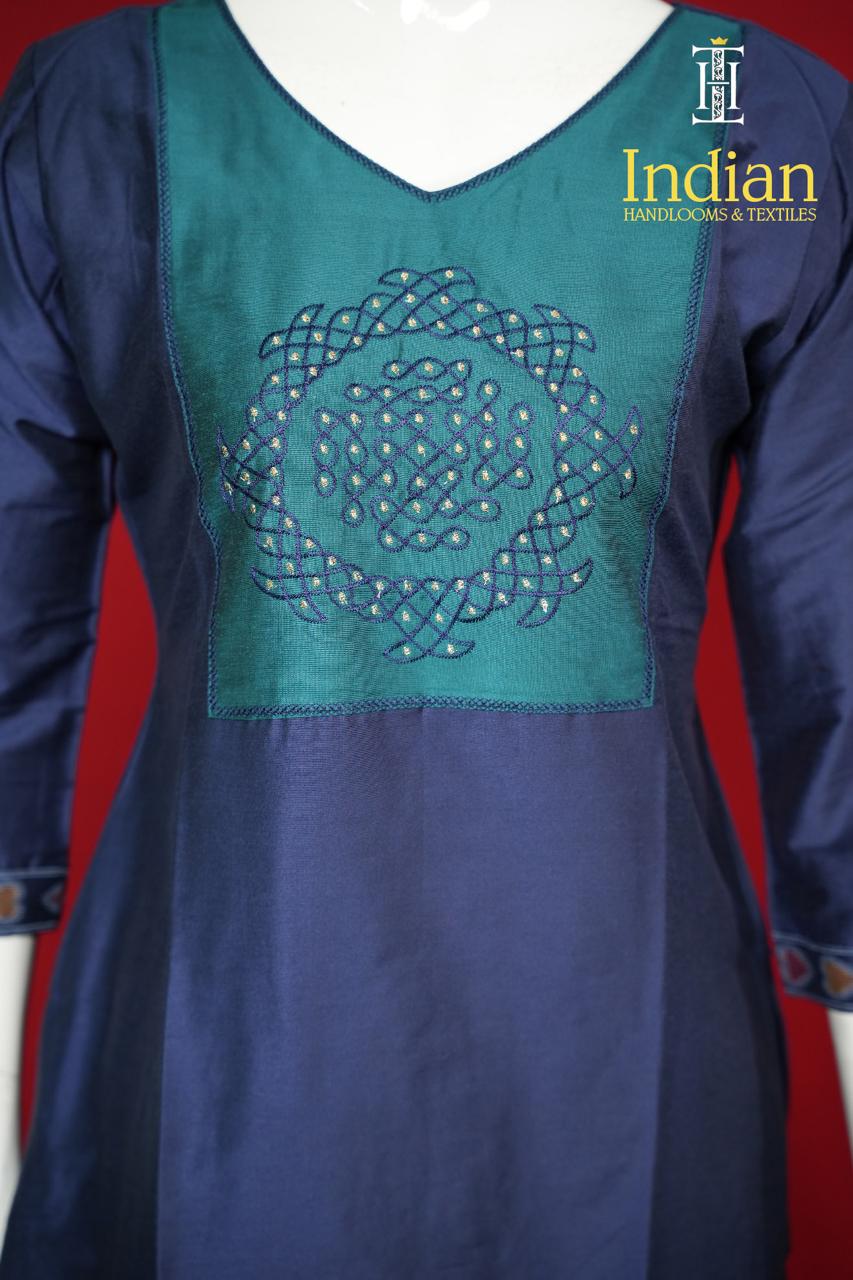 Designer Raw Silk Set-Dark Blue