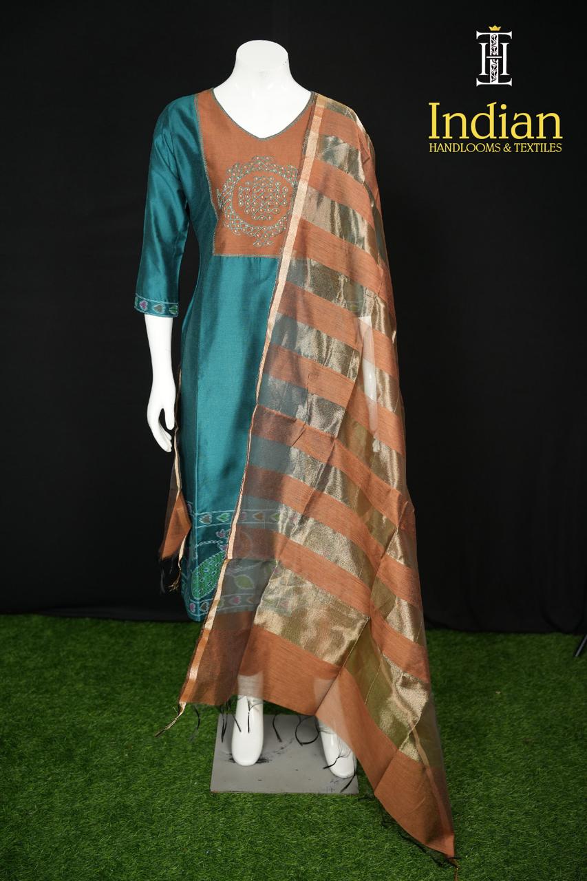 Designer Raw Silk Set-Sea Green