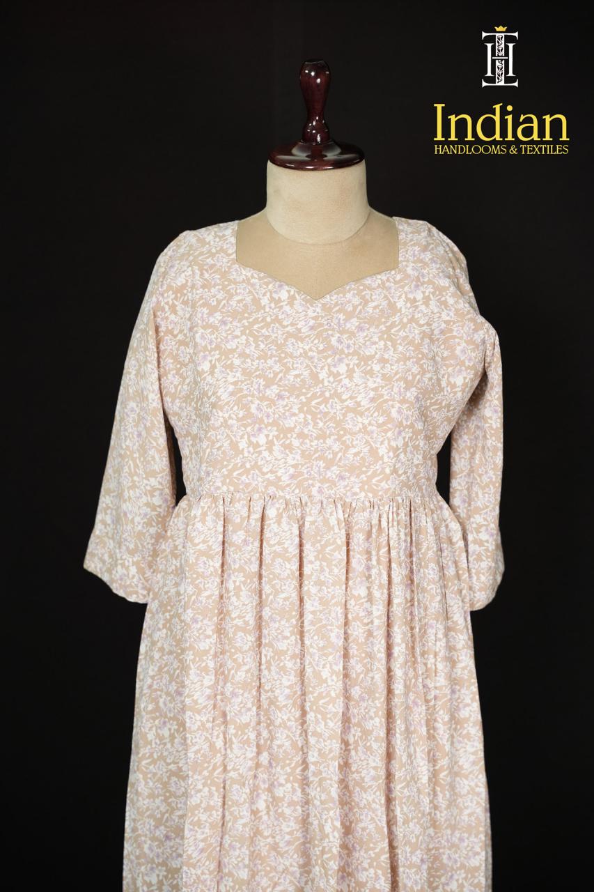 Floral Georgette Frocks- Cream 1