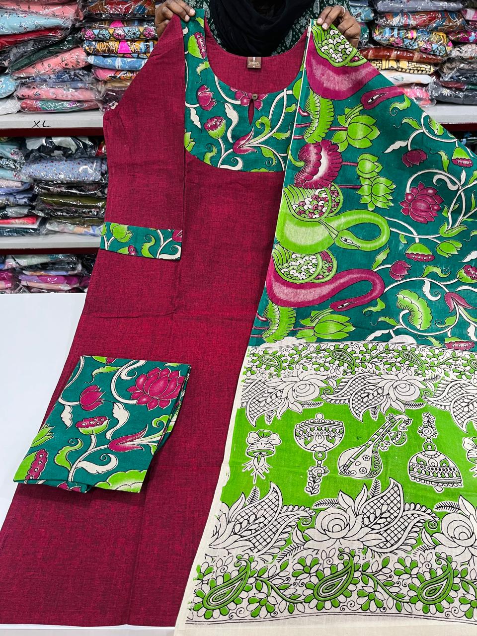 Kalamkari 3Pc Set- Marron