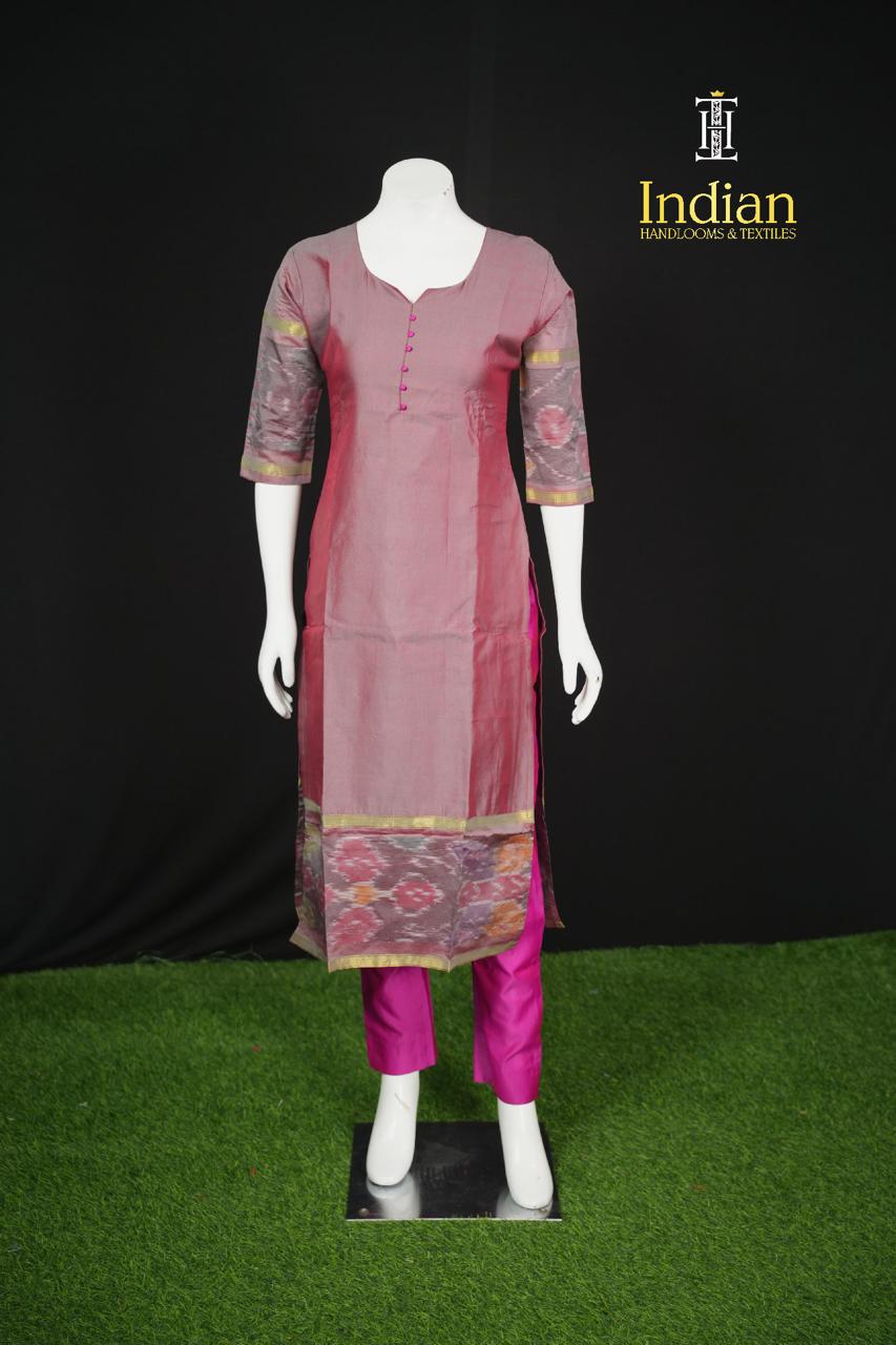 Pochampally Sico Pattu- Pinkish Grey