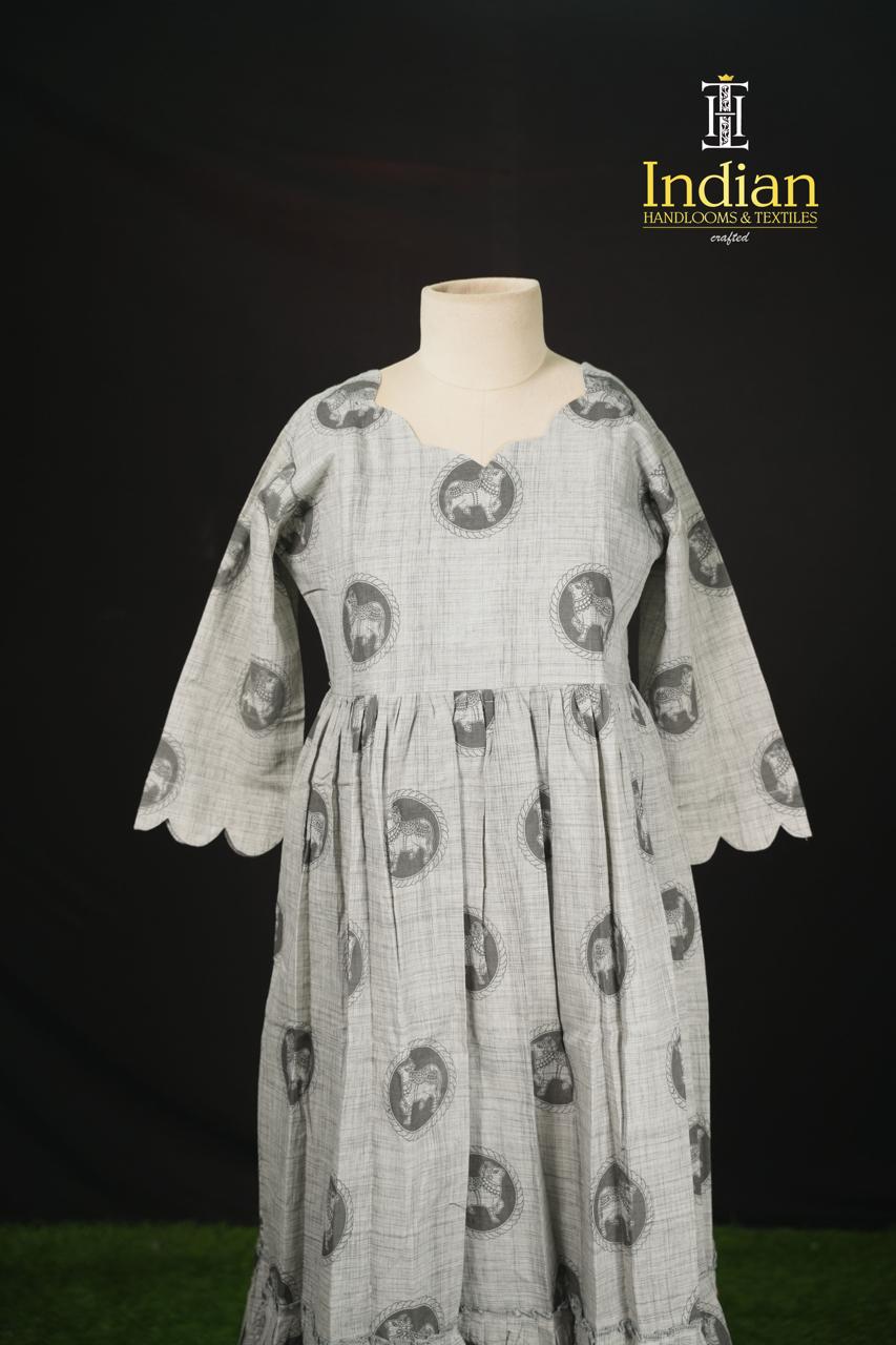 New Mul Cotton Frocks-Greyish Black