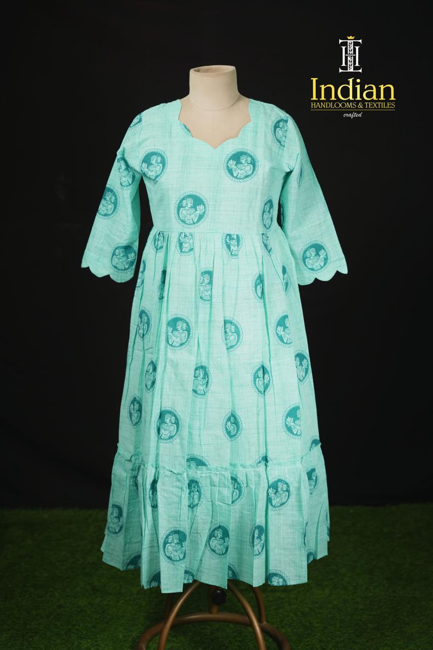 New Mul Cotton Frocks-Sea Green