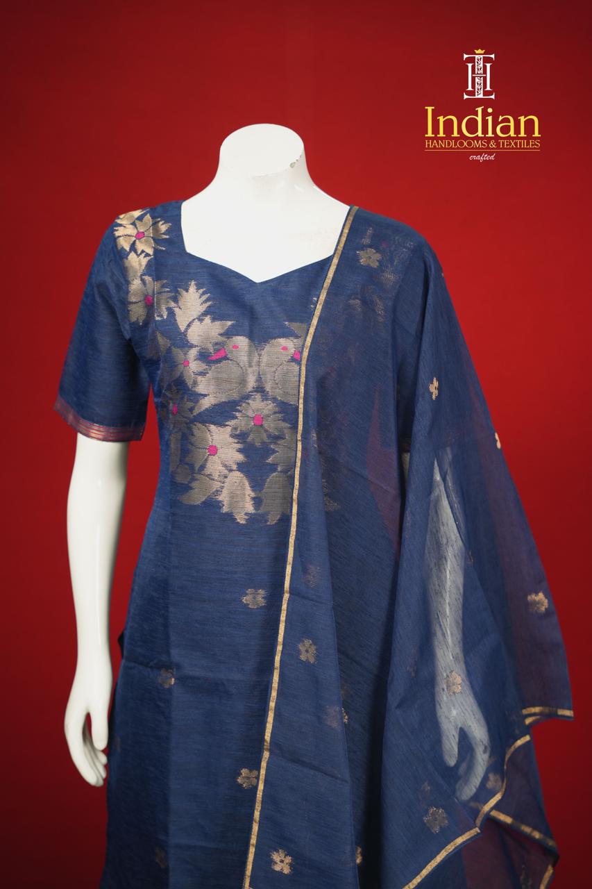 ew Designer Jamdhani Sets -Navi Blue 3