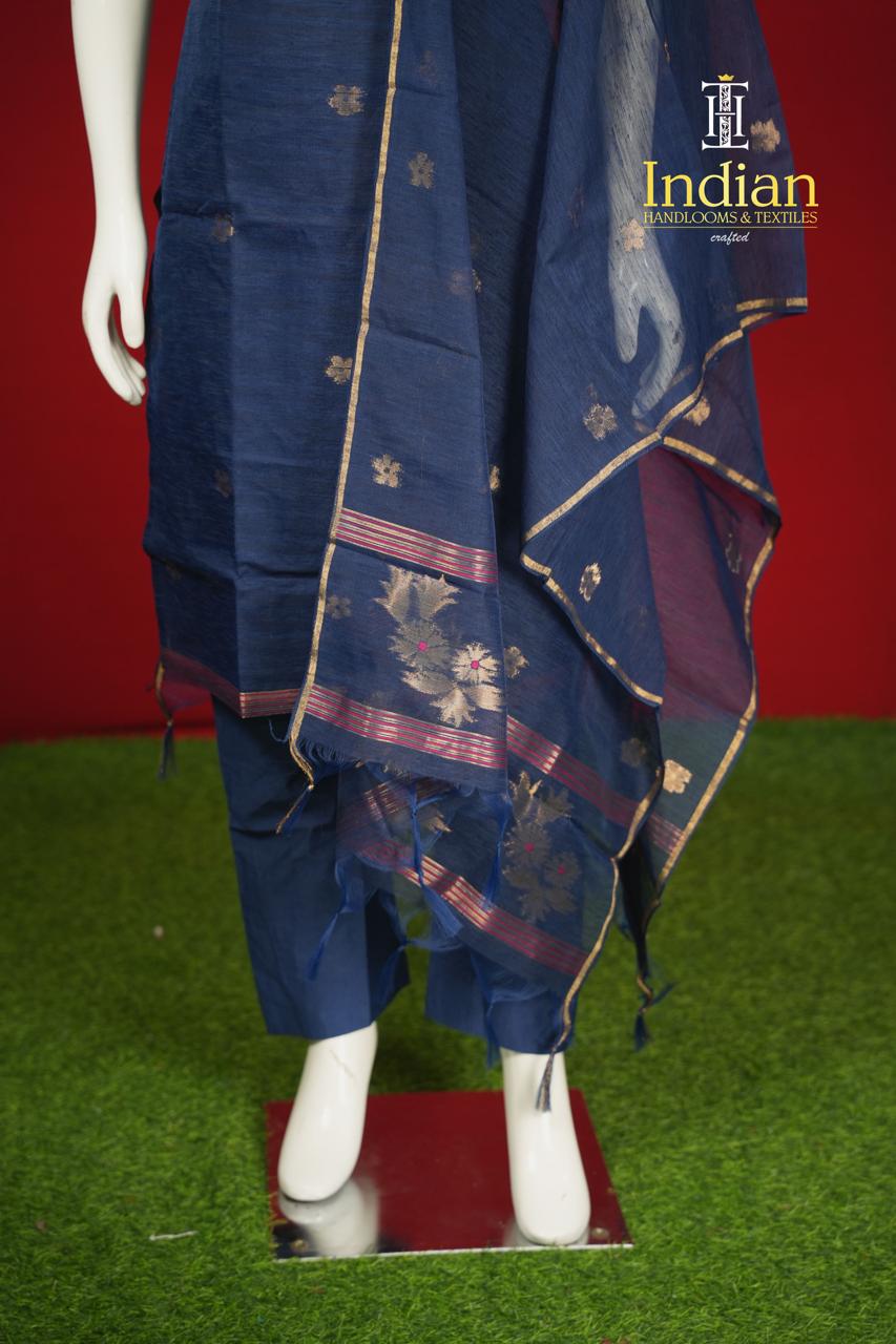 ew Designer Jamdhani Sets -Navi Blue 3