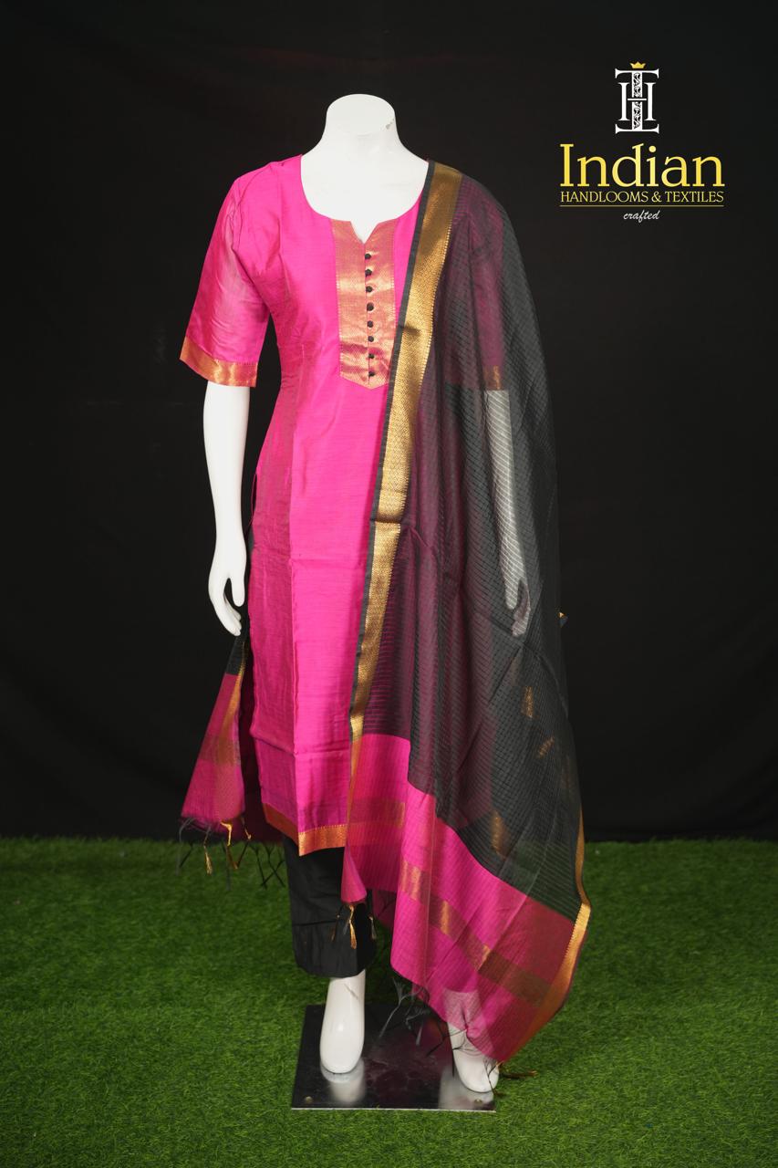 Mangalgiri Sik 3 Sets - Dark Pink
