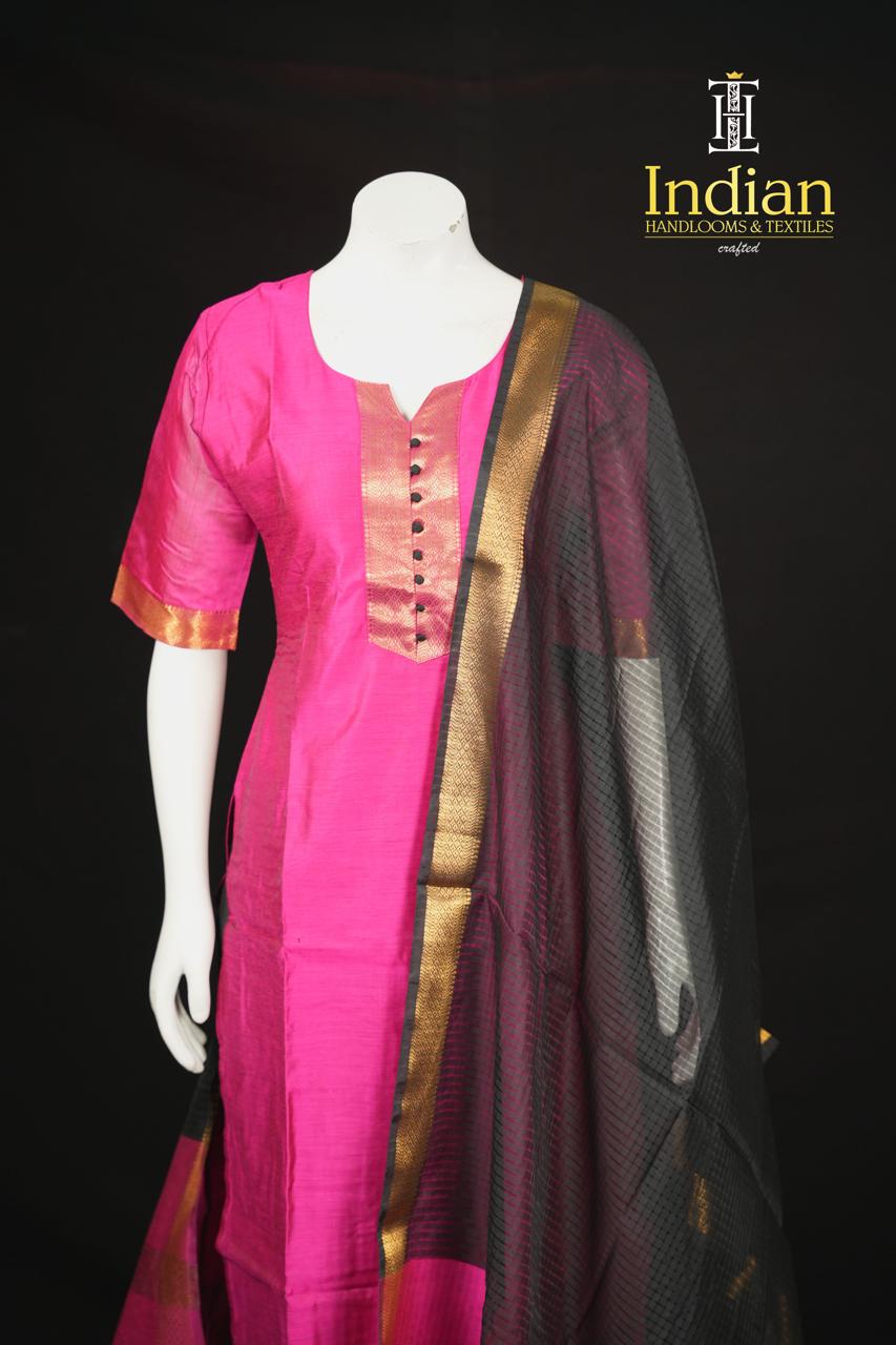 Mangalgiri Sik 3 Sets - Dark Pink