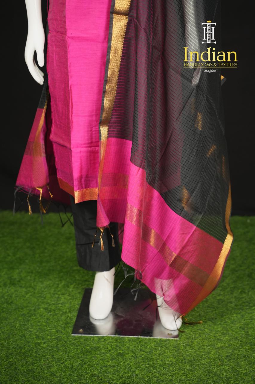 Mangalgiri Sik 3 Sets - Dark Pink