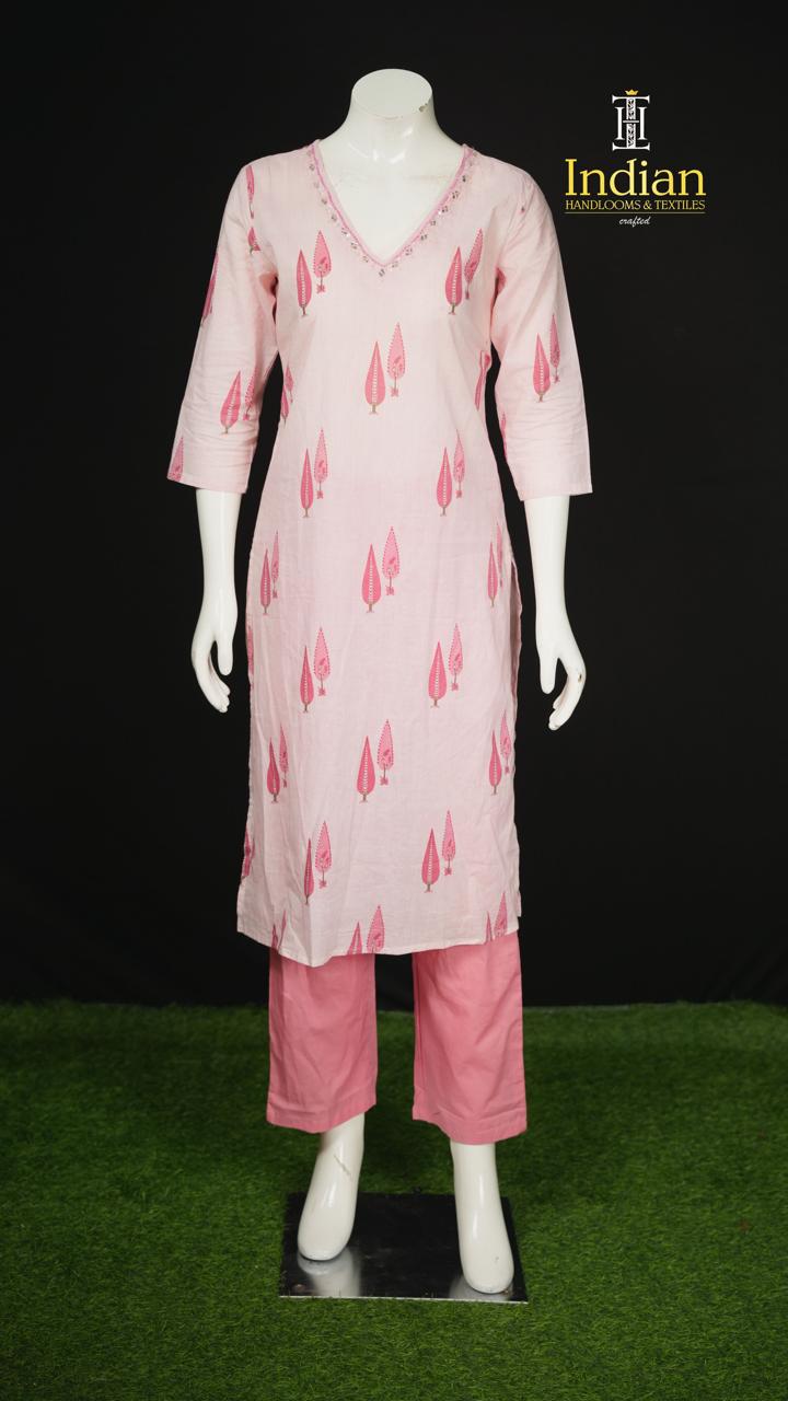 Premium Jaipuri Cotton Sets - Peach Pink 1