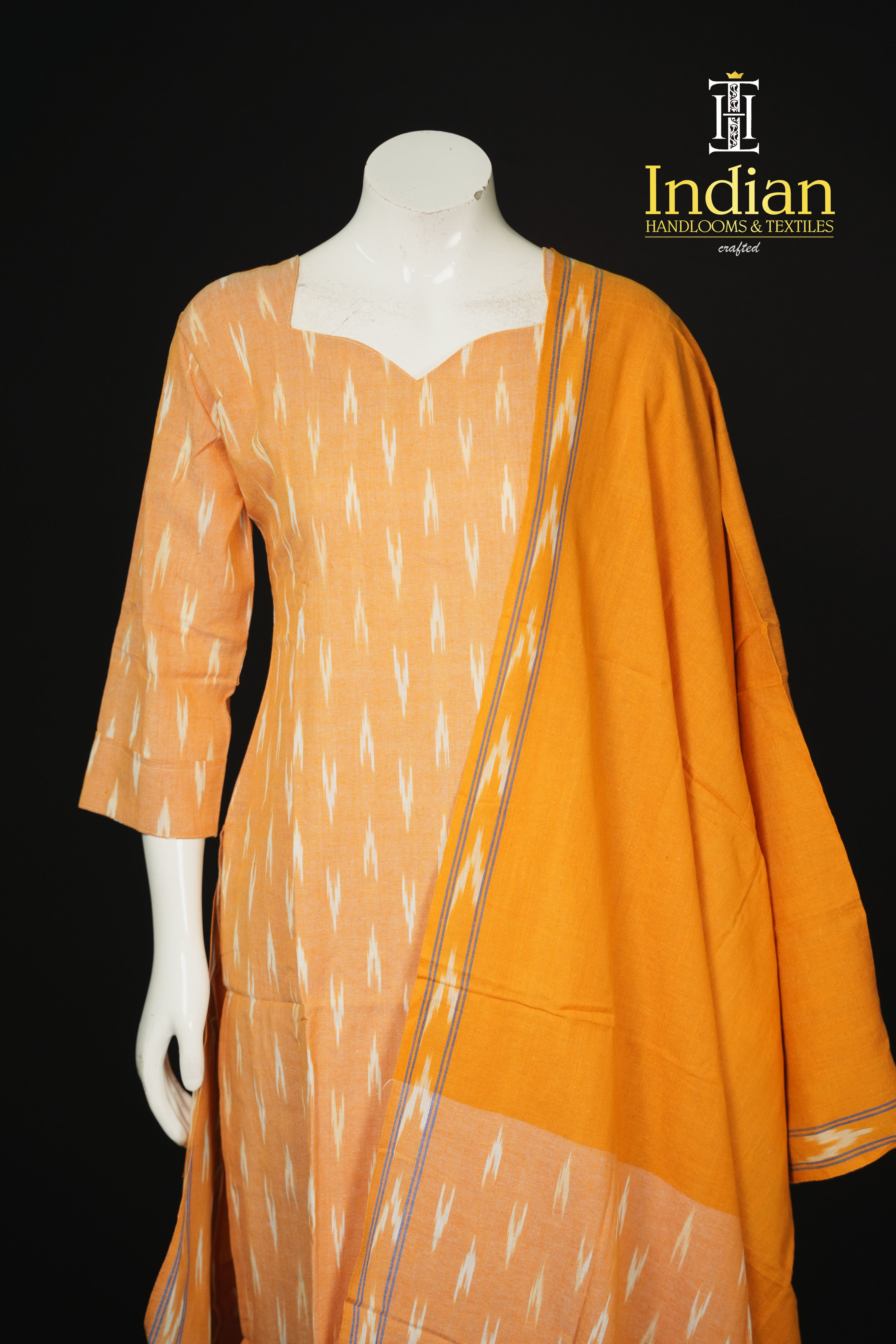 N Pure Ikkat Cotton Sets-Lite Yellow