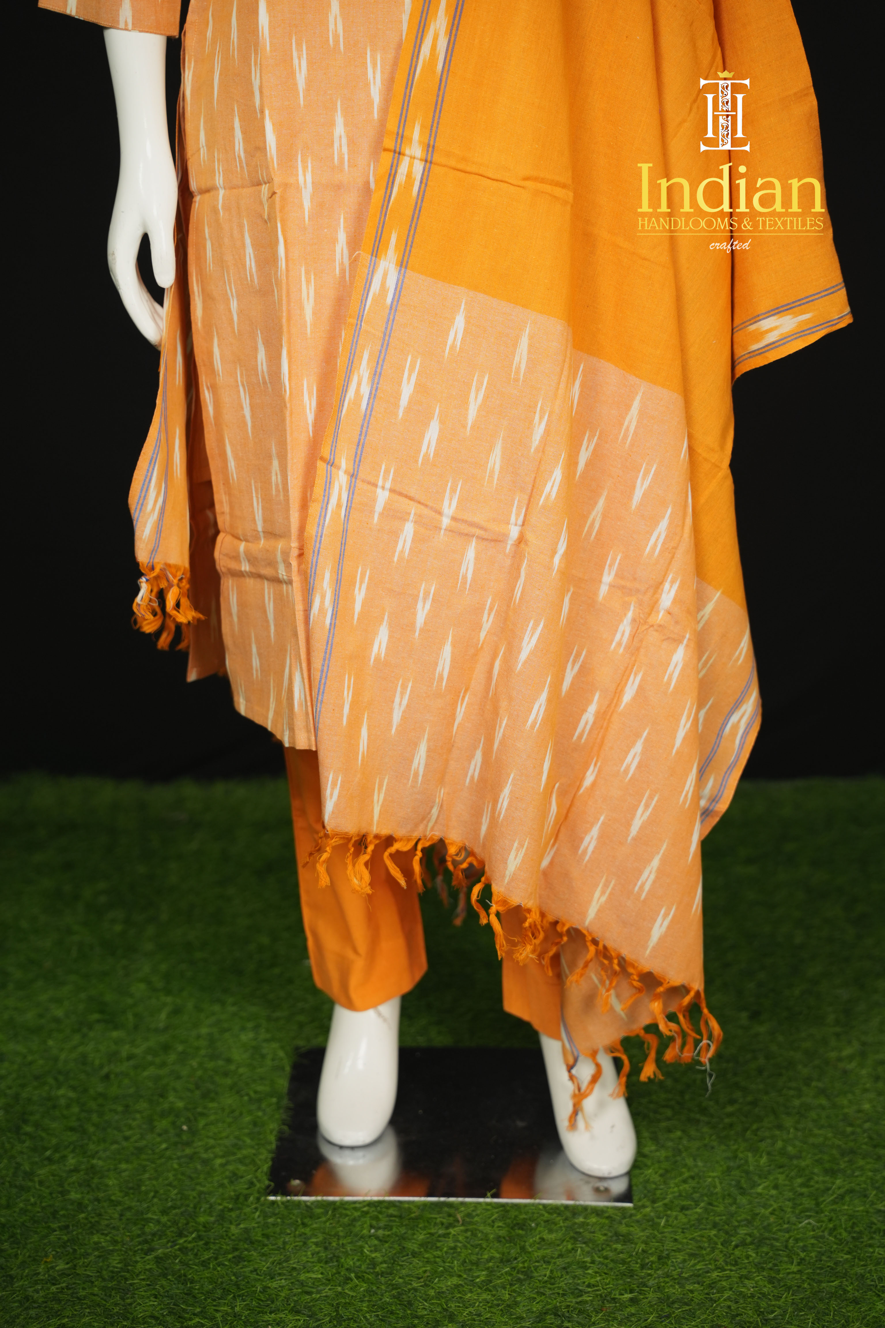 N Pure Ikkat Cotton Sets-Lite Yellow