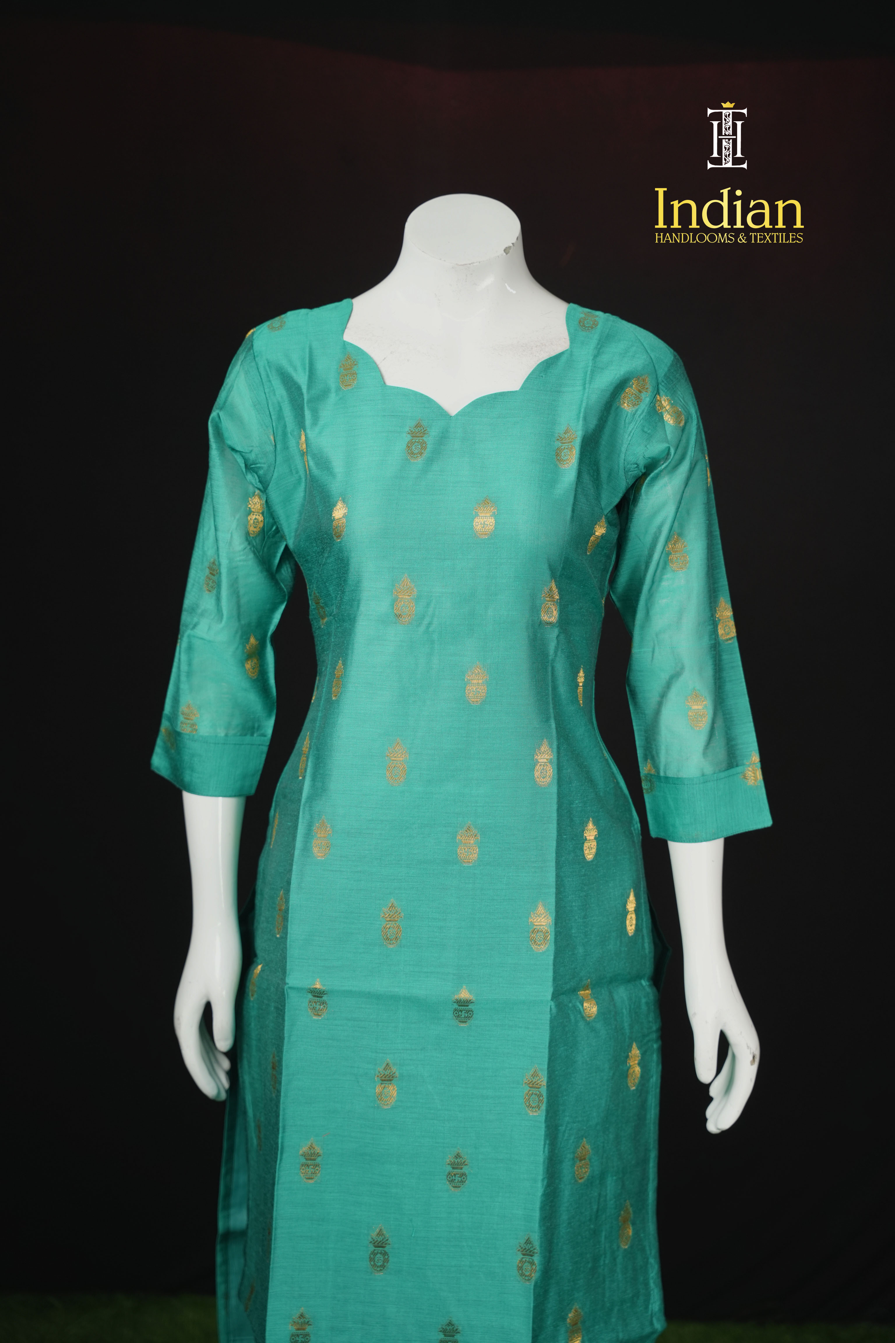 H.Premium Banaras Silk Set-Sea Green 1