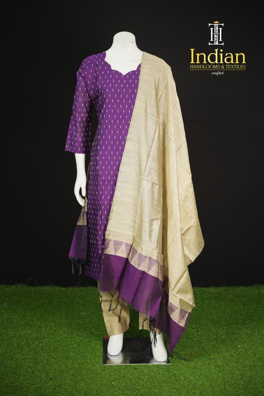 Sh Raw Silk 3Pc Sets-Purple