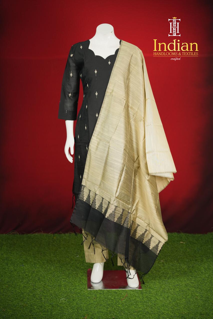 Sh Raw Silk 3Pc Sets-Black