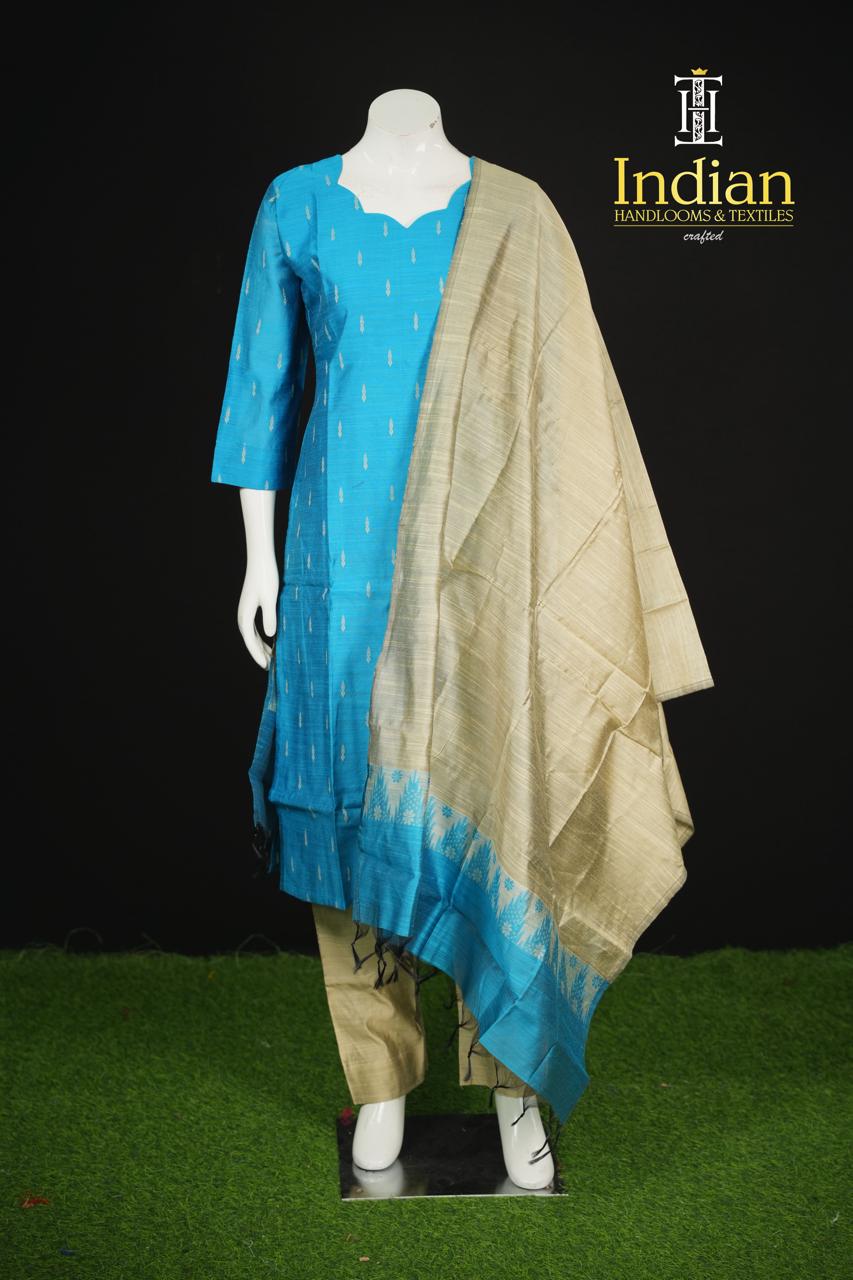 Sh Raw Silk 3Pc Sets-Sky Blue
