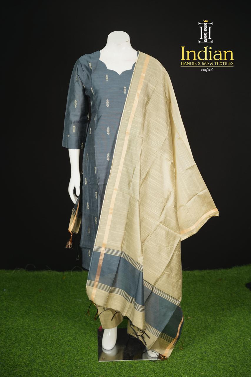 Sh Raw Silk 3Pc Sets-Grey
